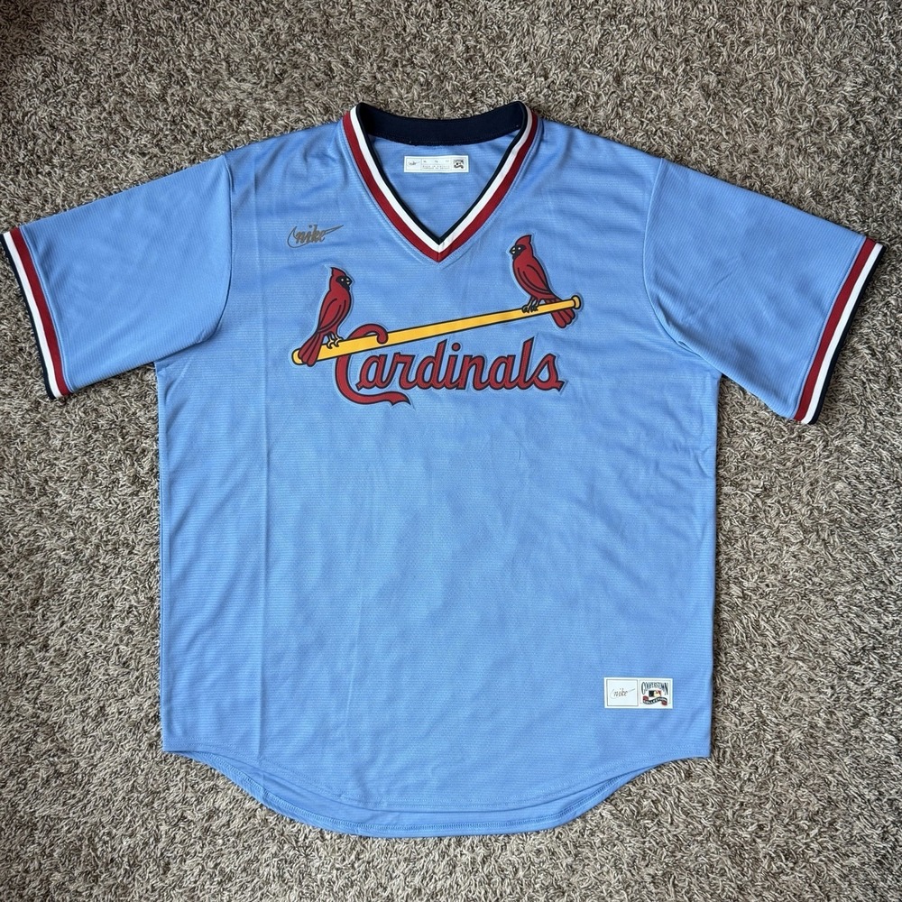 Nike St. Louis Cardinals Light Blue Cooperstown Baseball Jersey Men's XL NEW